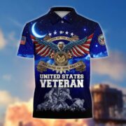 Premium Land Of The Free US Veteran Polo Shirt NPVC200201 - Image 2