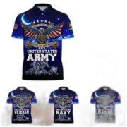 Premium Land Of The Free US Veteran Polo Shirt NPVC200201