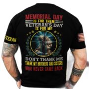 Premium Memorial Day Is For Them Veteran's Day Is For Me US Veteran T-Shirt NPVC060203 - Image 3