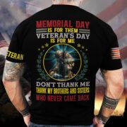 Premium Memorial Day Is For Them Veteran's Day Is For Me US Veteran T-Shirt NPVC060203 - Image 3