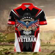 Premium Land Of The Free US Veteran Polo Shirt NPVC080301 - Image 2