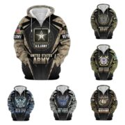 Unique Camo Soldiers US Veteran Zip Hoodie NPVC251110
