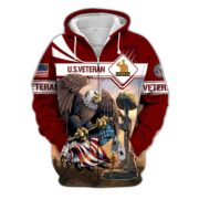 Premium Proudly Served US Veteran Zip Hoodie APVC021001 - Image 2