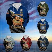 Premium Multiple US Military Services Veteran Zip Hoodie PVC271003