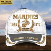 US Marines Cap, Custom Name, Rank, Years Of Service Gift For Veterans Day, Father's Day, Memorial Day VPVC000503