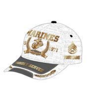 US Marines Cap, Custom Name, Rank, Years Of Service Gift For Veterans Day, Father's Day, Memorial Day VPVC000503 - Image 3