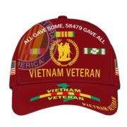 Vietnam Veteran Hat, Personalized Cap Gift For Gift For Veterans Day, Father's Day, Memorial Day VPVC0011