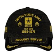 Customized US Army Veteran Hat Printed Classic Cap Personalized With Rank Military Style Ball Caps Army VPVC000801