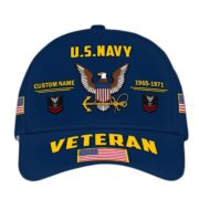 Customized US Navy Veteran Hat Printed Classic Cap Personalized With Name, Rank, Years Of Service Military Style Baseball cap Caps VPVC001502