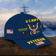 Customized US Navy Veteran Hat Printed Classic Cap Personalized With Name, Rank, Years Of Service Military Style Baseball cap Caps VPVC001502 - Image 2