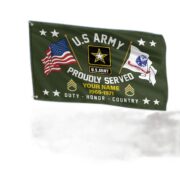 US Army Personalized American Flag, Gift For Him Military, Army Veteran Grommet Flag VPVC101801