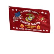 USMC Personalized American Flag, Gift For Him Military, Marine Veteran Grommet Flag VPVC101803