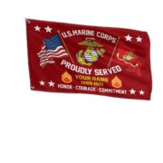 USMC Personalized American Flag, Gift For Him Military, Marine Veteran Grommet Flag VPVC101803 - Image 2