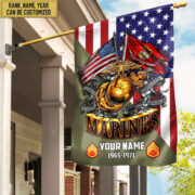 Premium Custom Name, Rank USMC Veteran Flag, Gift For Marine Veteran Garden Flag - House Flag VPVC104103 - Image 3