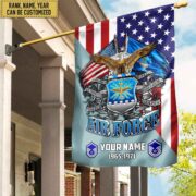 Premium Custom Name, Rank USAF Veteran Flag, Gift For Air Force Veteran Garden Flag - House Flag VPVC104104