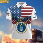Premium USAF Veteran Polo Shirt, Custom Name, Rank Gift For Air Force Veteran VPVC200404