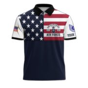 USAF Veteran Polo Shirt, Custom Name, Rank Gift For US Air Force Veteran VPVC200504