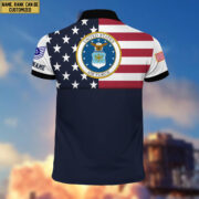 USAF Veteran Polo Shirt, Custom Name, Rank Gift For US Air Force Veteran VPVC200504 - Image 2