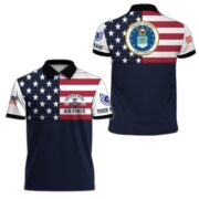 USAF Veteran Polo Shirt, Custom Name, Rank Gift For US Air Force Veteran VPVC200504 - Image 3
