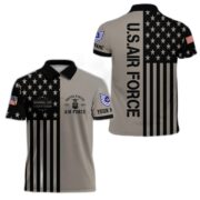 USAF Veteran Polo Shirt, Custom Name, Rank Gift For US Air Force Veteran VPVC200604 - Image 3
