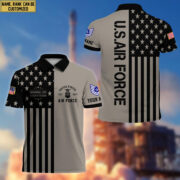 USAF Veteran Polo Shirt, Custom Name, Rank Gift For US Air Force Veteran VPVC200604 - Image 3