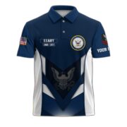 Customized US Navy Veteran Polo Shirt, Gift for Grandpa Dad Husband, Gift for Navy Veteran VPVC200802
