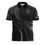 Premium Custom USMC Polo Shirt, Gift for Marine Veteran VPVC201303