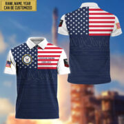 US Navy Polo Shirt, Custom Name, Rank, Gift for Navy Veteran, Veterans Day, Father's Day VPVC201502 - Image 3