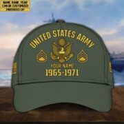 Custom Name, Rank, US Army Embroidered Cap, Hat for Army Veteran, Gifts for Father's Day, Veterans Day VPVC300301