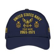 Custom Name, Rank, US Navy Embroidered Cap, Hat for Navy Veteran, Gifts for Father's Day, Veterans Day VPVC300302