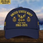 Custom Name, Rank, US Navy Embroidered Cap, Hat for Navy Veteran, Gifts for Father's Day, Veterans Day VPVC300302