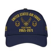 Custom Name, Rank, USAF Embroidered Cap, Hat for Air Force Veteran, Gifts for Father's Day, Veterans Day VPVC300304