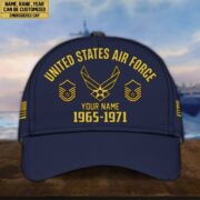 Custom Name, Rank, USAF Embroidered Cap, Hat for Air Force Veteran, Gifts for Father's Day, Veterans Day VPVC300304