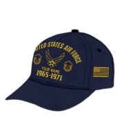 Custom Name, Rank, USAF Embroidered Cap, Hat for Air Force Veteran, Gifts for Father's Day, Veterans Day VPVC300304 - Image 3