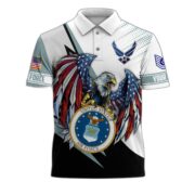 Premium USAF Polo Shirt, Custom Name, Rank Gift For Air Force Veteran VPVC204204