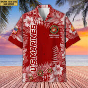 Premium USMC Hawaii Shirt With Pocket, Custom Name, Rank, Gifts For Marine Veteran VPVC400403