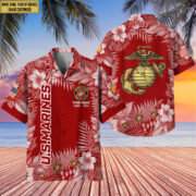 Premium USMC Hawaii Shirt With Pocket, Custom Name, Rank, Gifts For Marine Veteran VPVC400403 - Image 3