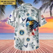 USAF Hawaii Shirt With Pocket, Custom Rank, Name, Gifts For Air Force Veteran VPVC401604 - Image 2