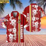 Premium Custom Name, Rank USMC Hawaiian Shirt With Pocket, Gifts For Veterans Day, Father's Day, Gifts for Marine Veteran VPVC401403 - Image 3