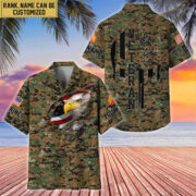 Premium Custom Name, Rank USMC Veteran Hawaiian Shirt With Pocket, Gifts For Dad, For Husband, Gifts For US Marine Veteran VPVC403703