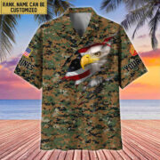 Premium Custom Name, Rank USMC Veteran Hawaiian Shirt With Pocket, Gifts For Dad, For Husband, Gifts For US Marine Veteran VPVC403703 - Image 2