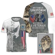 Premium My Time In Uniform Is Over But Being A Veteran Never Ends US Veterans T-Shirt APHN300701 - Image 19