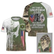 Premium My Time In Uniform Is Over But Being A Veteran Never Ends US Veterans T-Shirt APHN300701 - Image 4