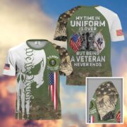Premium My Time In Uniform Is Over But Being A Veteran Never Ends US Veterans T-Shirt APHN300701 - Image 4