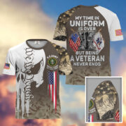 Premium My Time In Uniform Is Over But Being A Veteran Never Ends US Veterans T-Shirt APHN300701 - Image 7