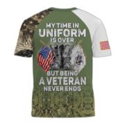 Premium My Time In Uniform Is Over But Being A Veteran Never Ends US Veterans T-Shirt APHN300701 - Image 24