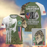 Premium My Time In Uniform Is Over But Being A Veteran Never Ends US Veterans T-Shirt APHN300701 - Image 25