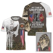 Premium My Time In Uniform Is Over But Being A Veteran Never Ends US Veterans T-Shirt APHN300701 - Image 13