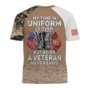 Premium My Time In Uniform Is Over But Being A Veteran Never Ends US Veterans T-Shirt APHN300701 - Image 15