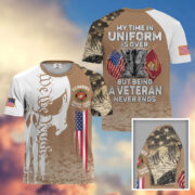 Premium My Time In Uniform Is Over But Being A Veteran Never Ends US Veterans T-Shirt APHN300701 - Image 16